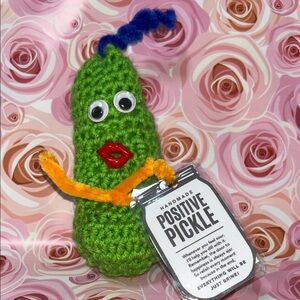 Handmade crocheted Green Positive Pickle Plush